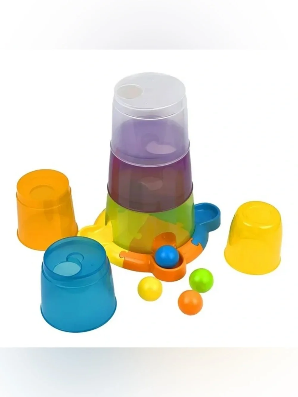 Edushape Toddler Stack and Ball Drop Transparent Ball Tower Like new!